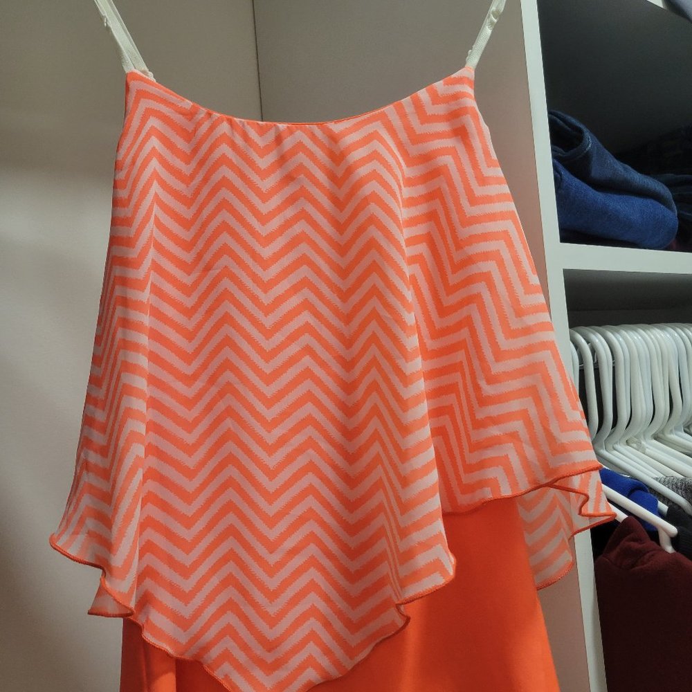Coral/White Zigzag Tank Top